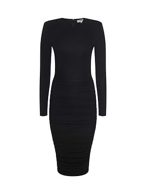 L'AGENCE Paityn Shirred Dress In Black L'AGENCE Paityn Shirred Dress In Black
