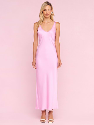 L'AGENCE Akiya Satin Maxi Dress In Malibu Pink/Peony