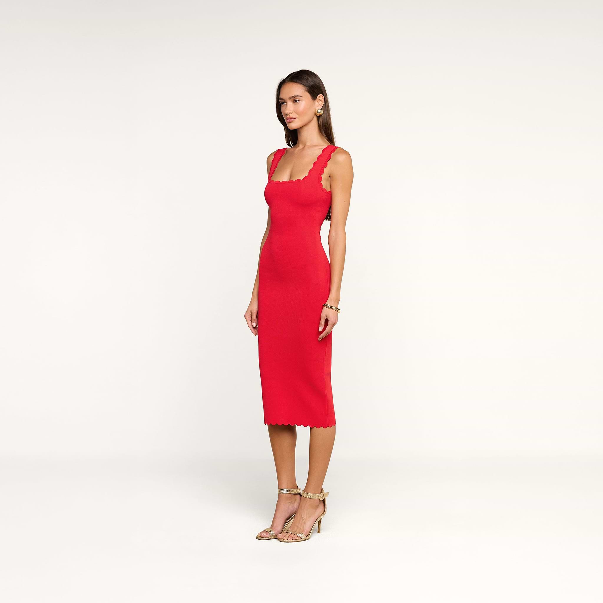 L'AGENCE Romona Knit Dress In Lipstick Red
