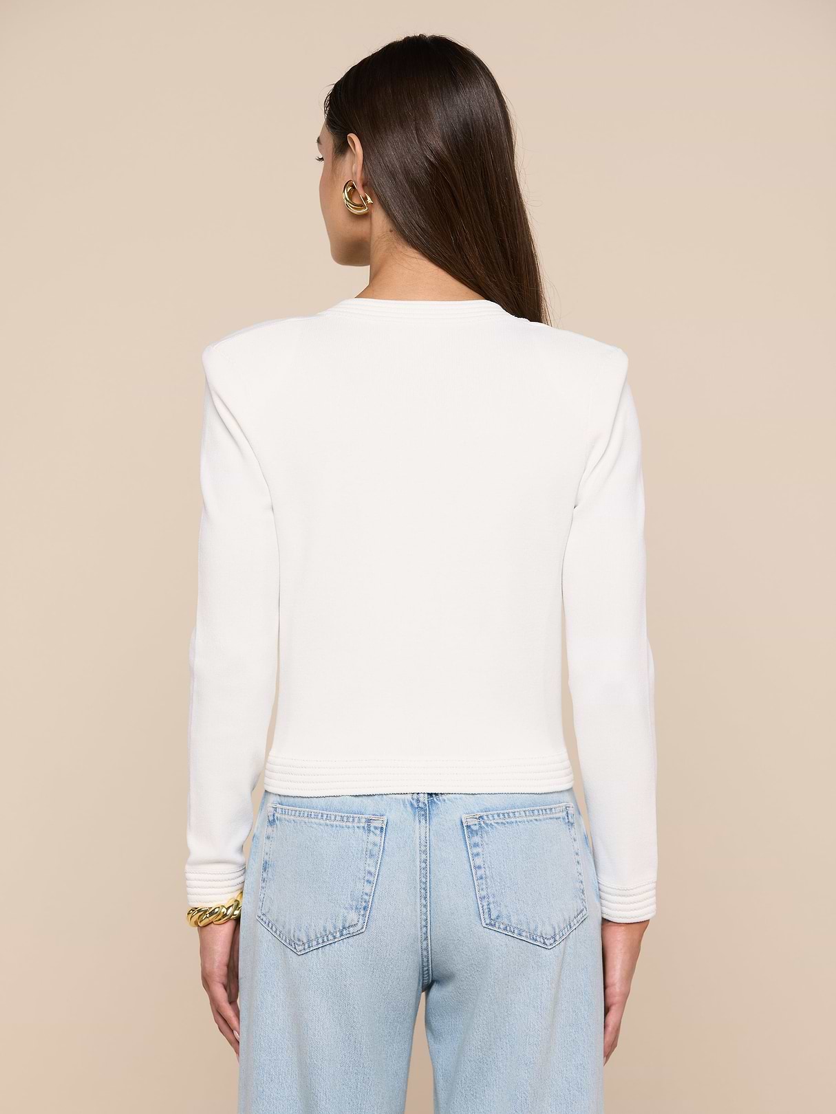Patsy Cropped Cardigan in Ivory | L'AGENCE