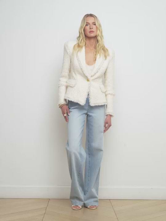Kaisley Tweed Blazer in Vintage White | L'AGENCE