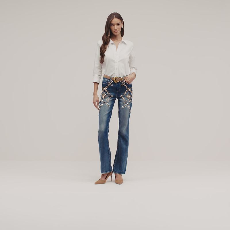 Jean bootcut orné Selma