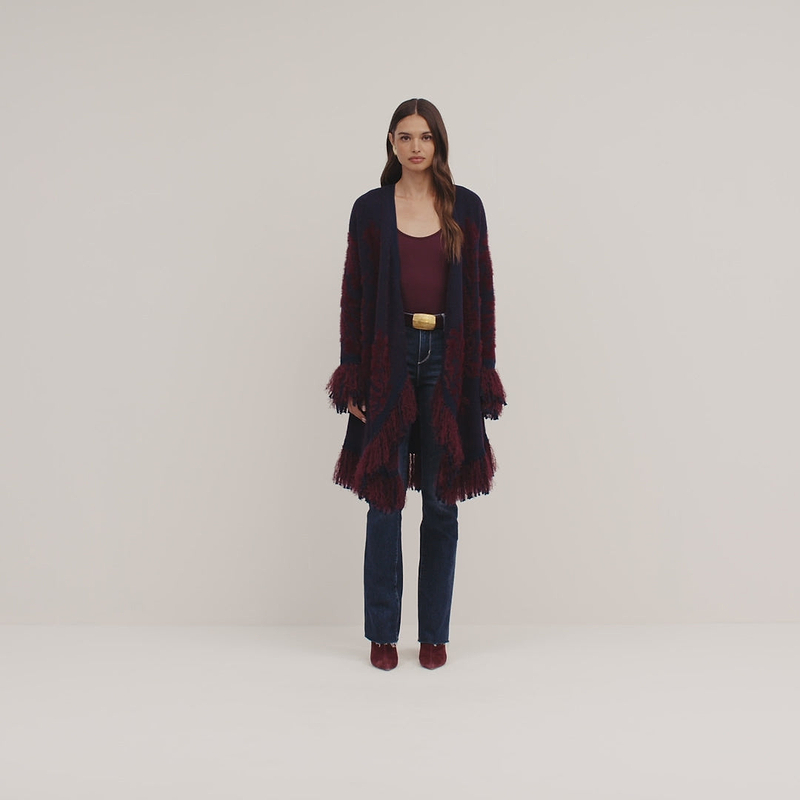 Gilet à franges en jacquard Naiad