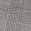 Close-up of overlapping fabric with a plaid pattern in shades of beige, white, and gray. The lines intersect to form small squares, creating a classic checkered design. The texture of the fabric is visible.