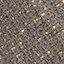 Close-up of a textured, woven fabric with a mix of brown and beige threads, interspersed with small, reflective golden specks creating a subtle shimmering effect.
