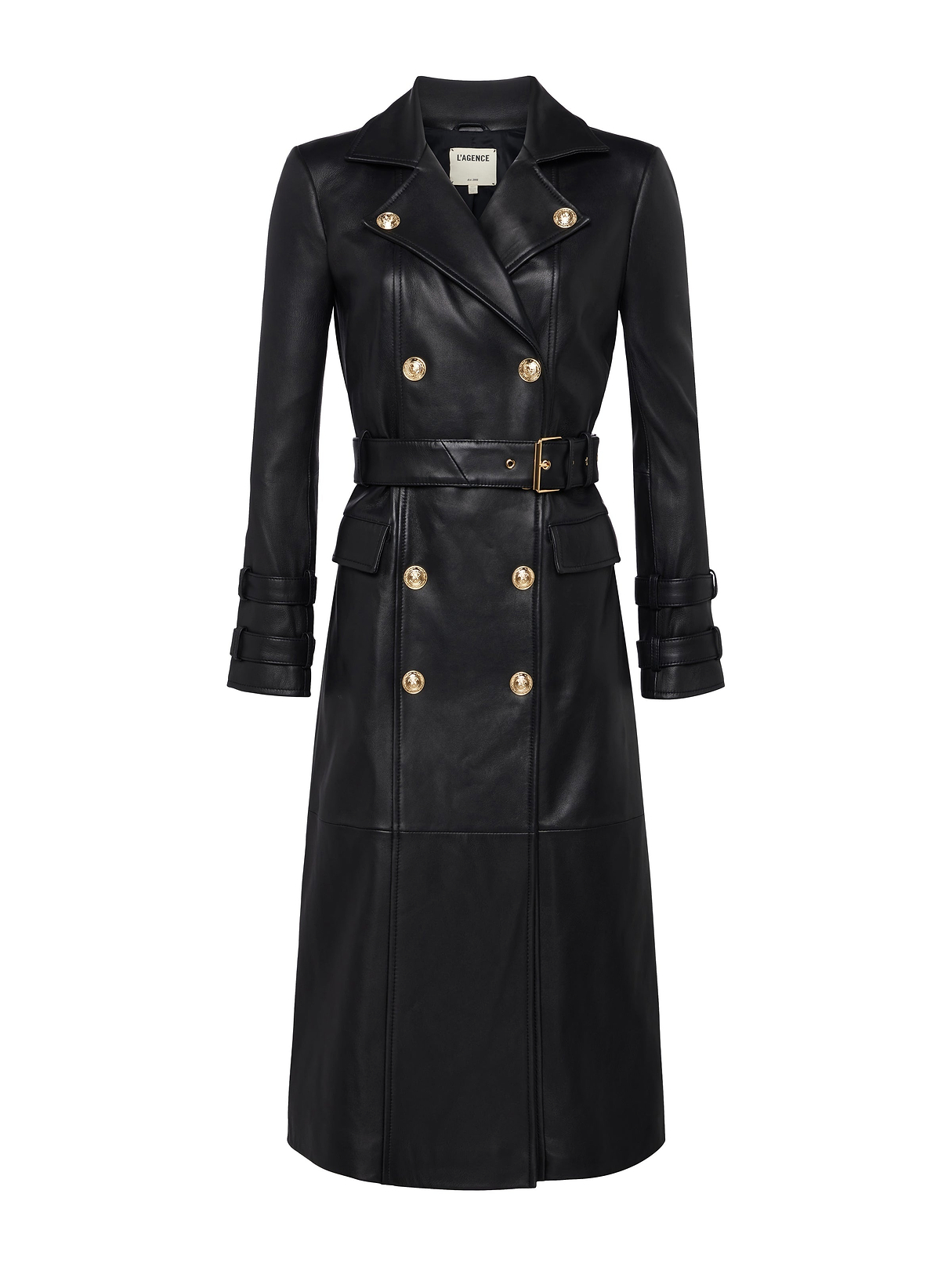 Celina Leather Trench Coat in Black | L'AGENCE