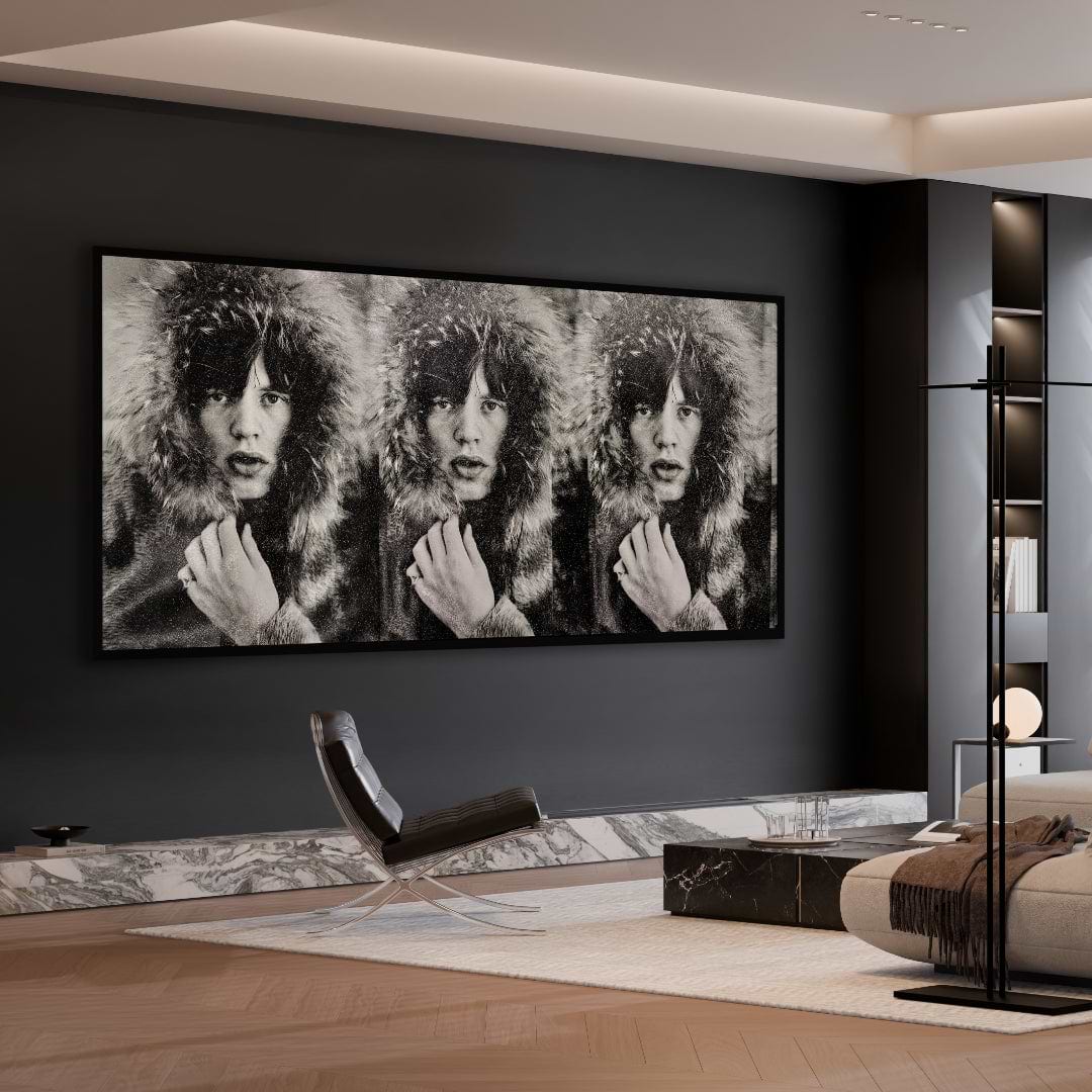 Mick Jagger Triptych, 2023 Stones White
