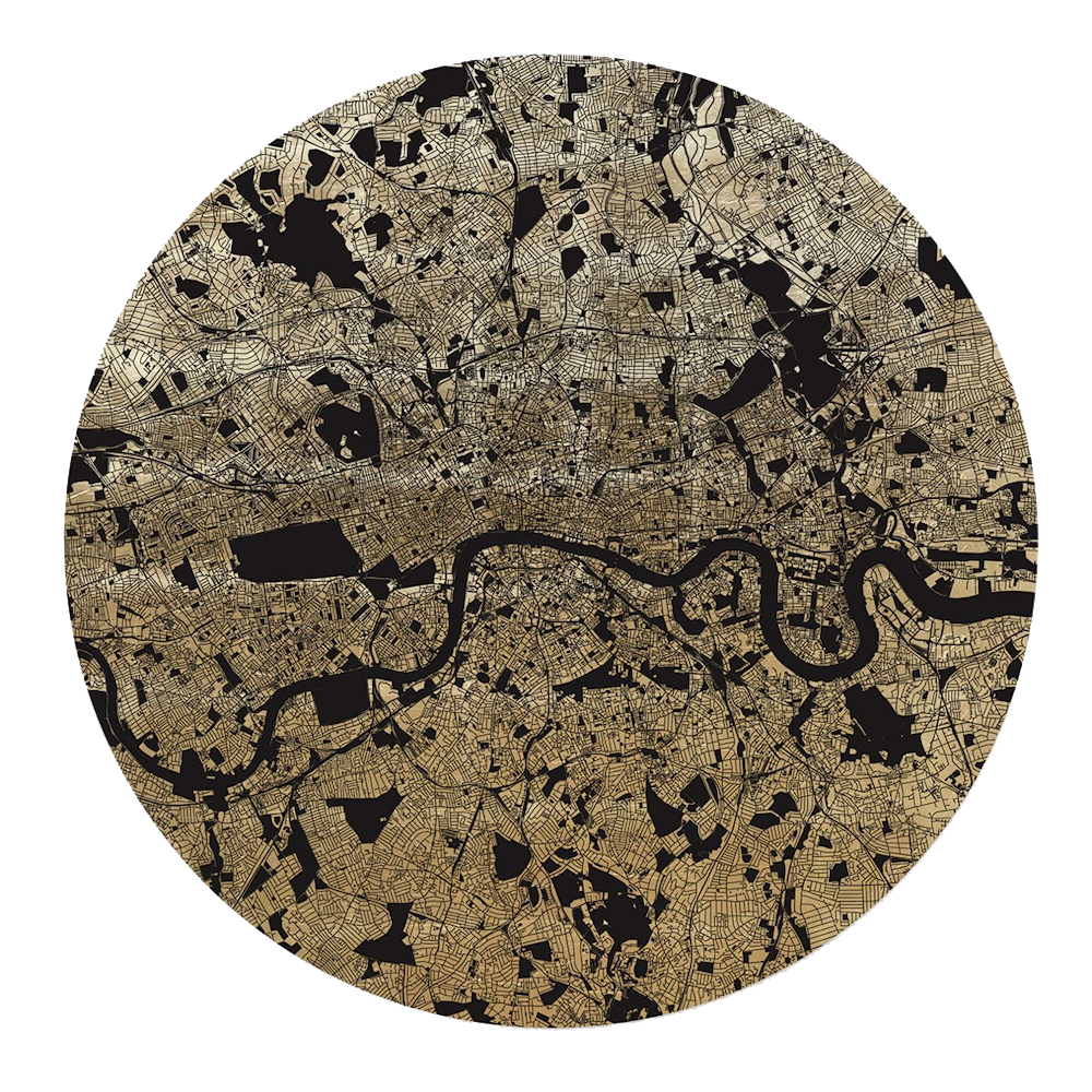 Mappa Mundi London (Black On Gold)