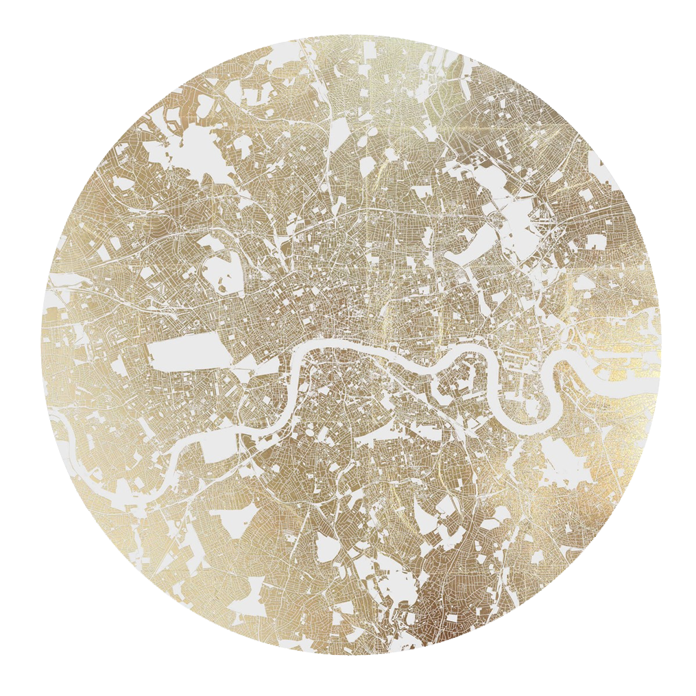 Mappa Mundi London (White On Gold)
