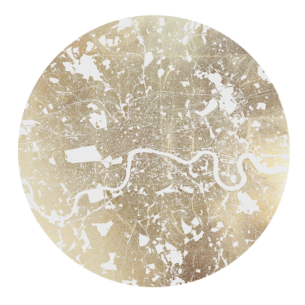 Mappa Mundi London (White On Gold)