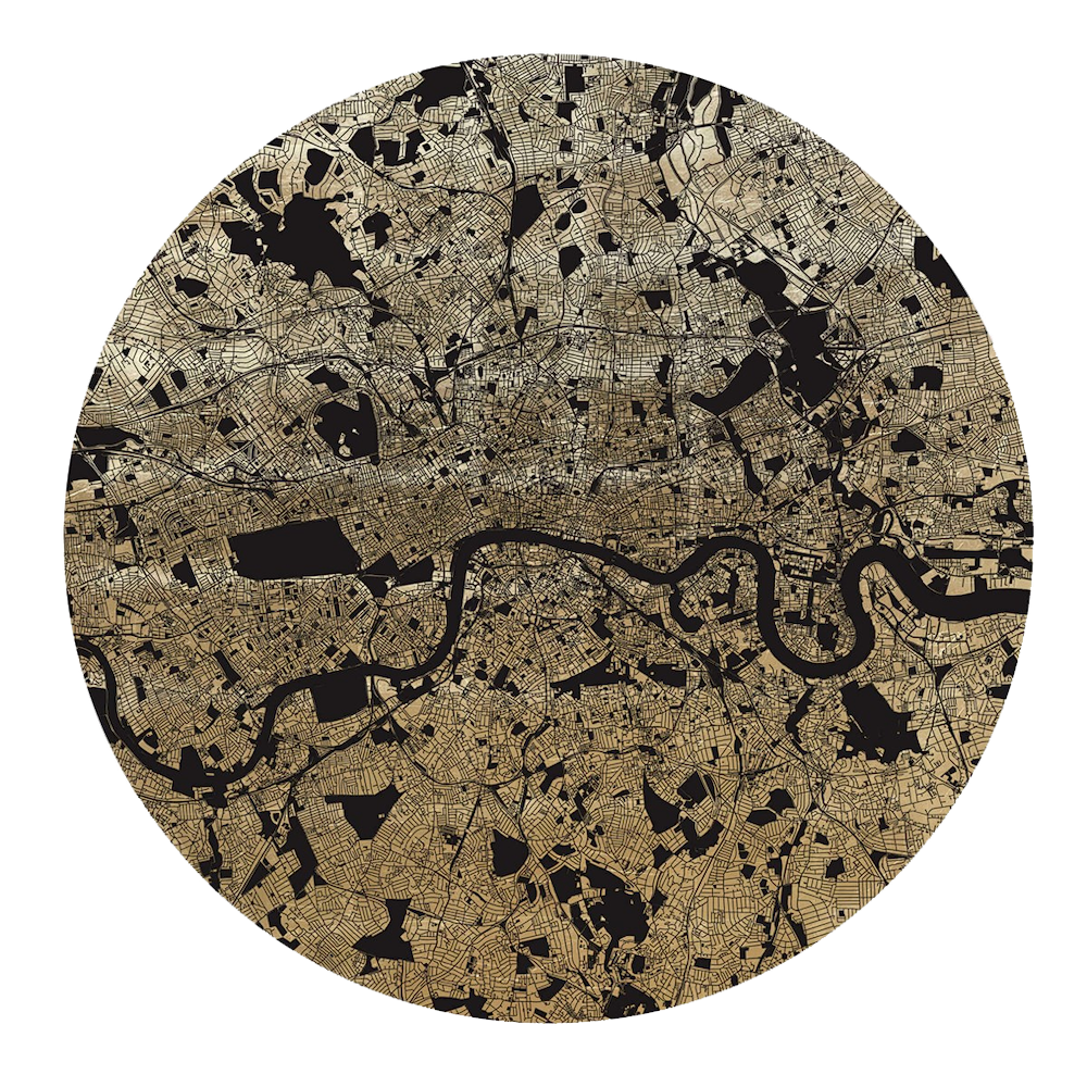 Mappa Mundi London (Black On Gold)