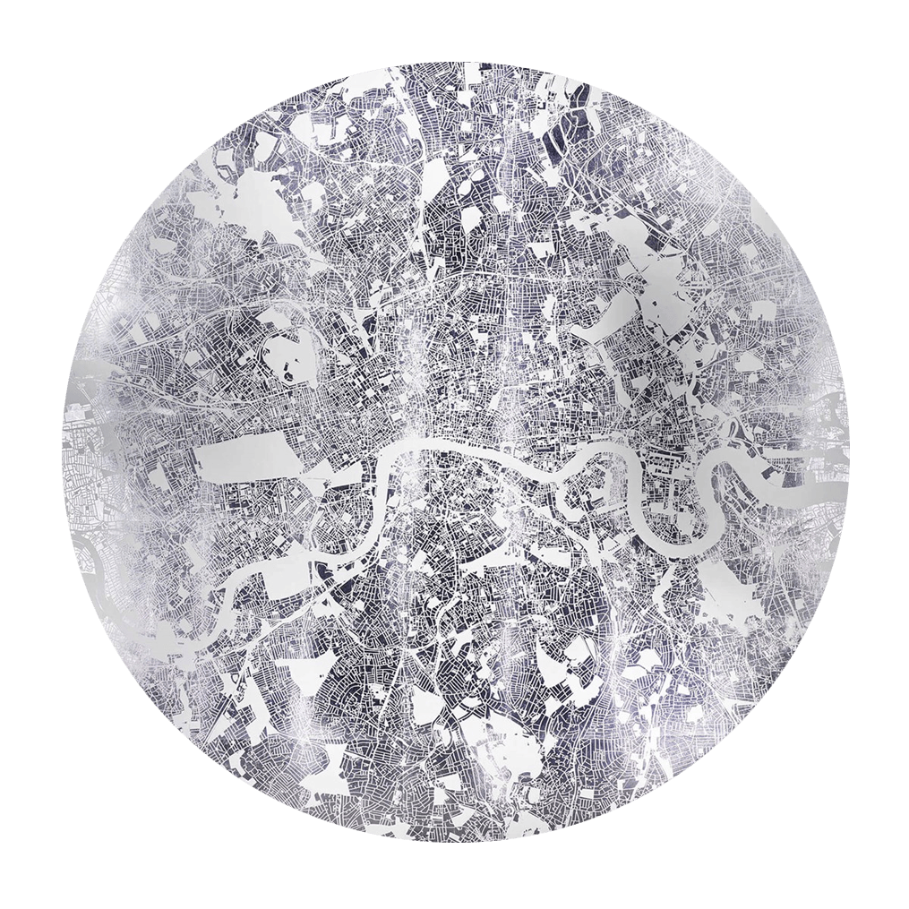 Mappa Mundi London (White On Silver)