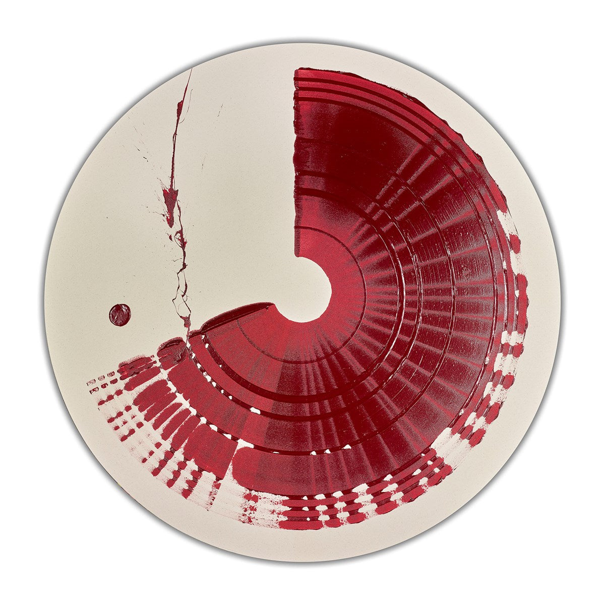 Large Brushstroke Circle Crimson II
