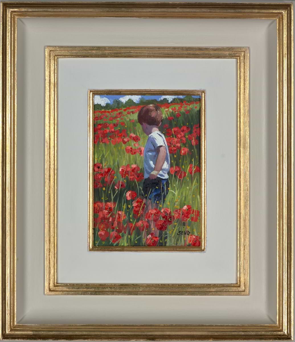Playing amongst the Poppies (Framed)