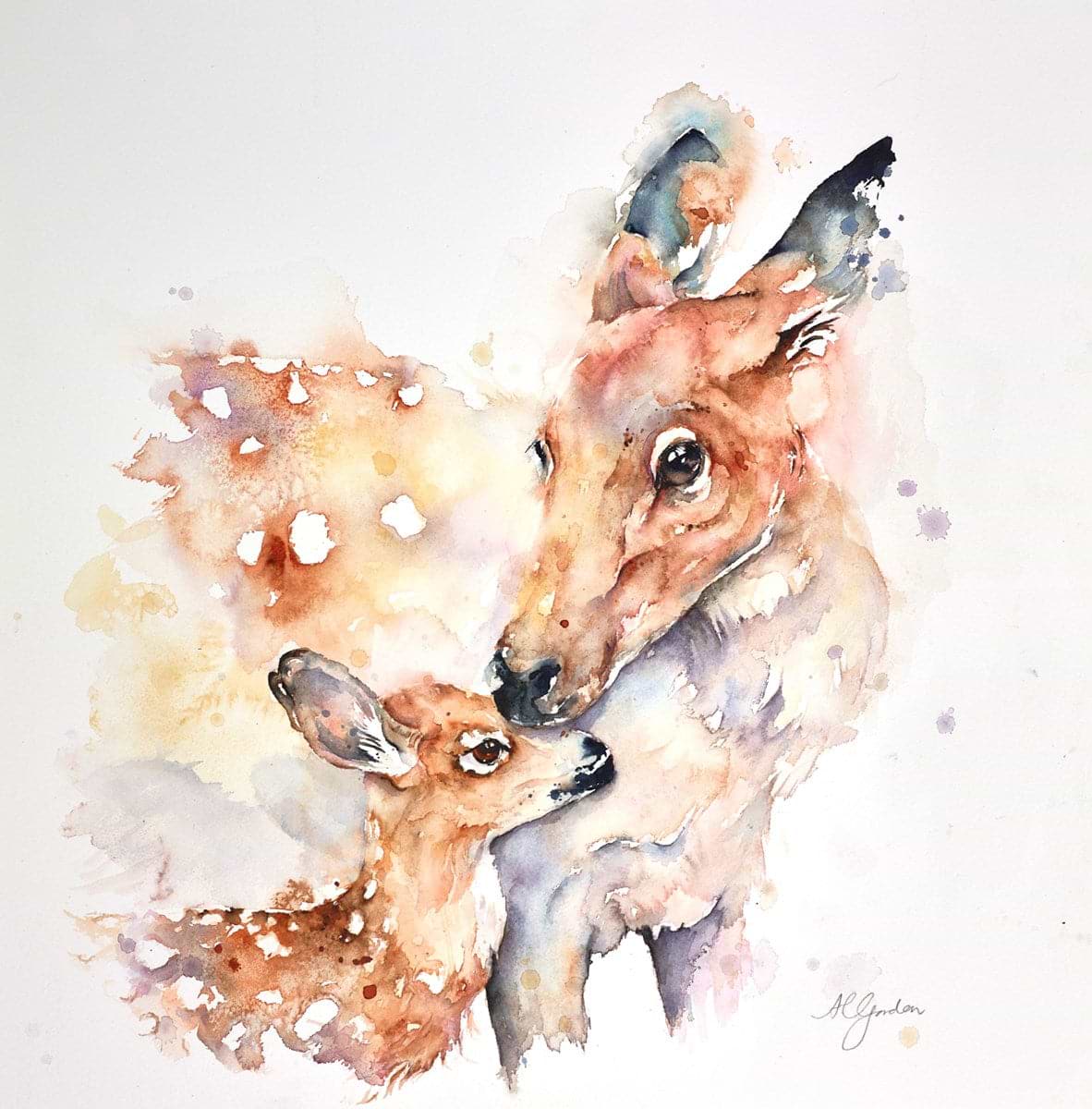 Staying Close - Fallow Doe and Fawn