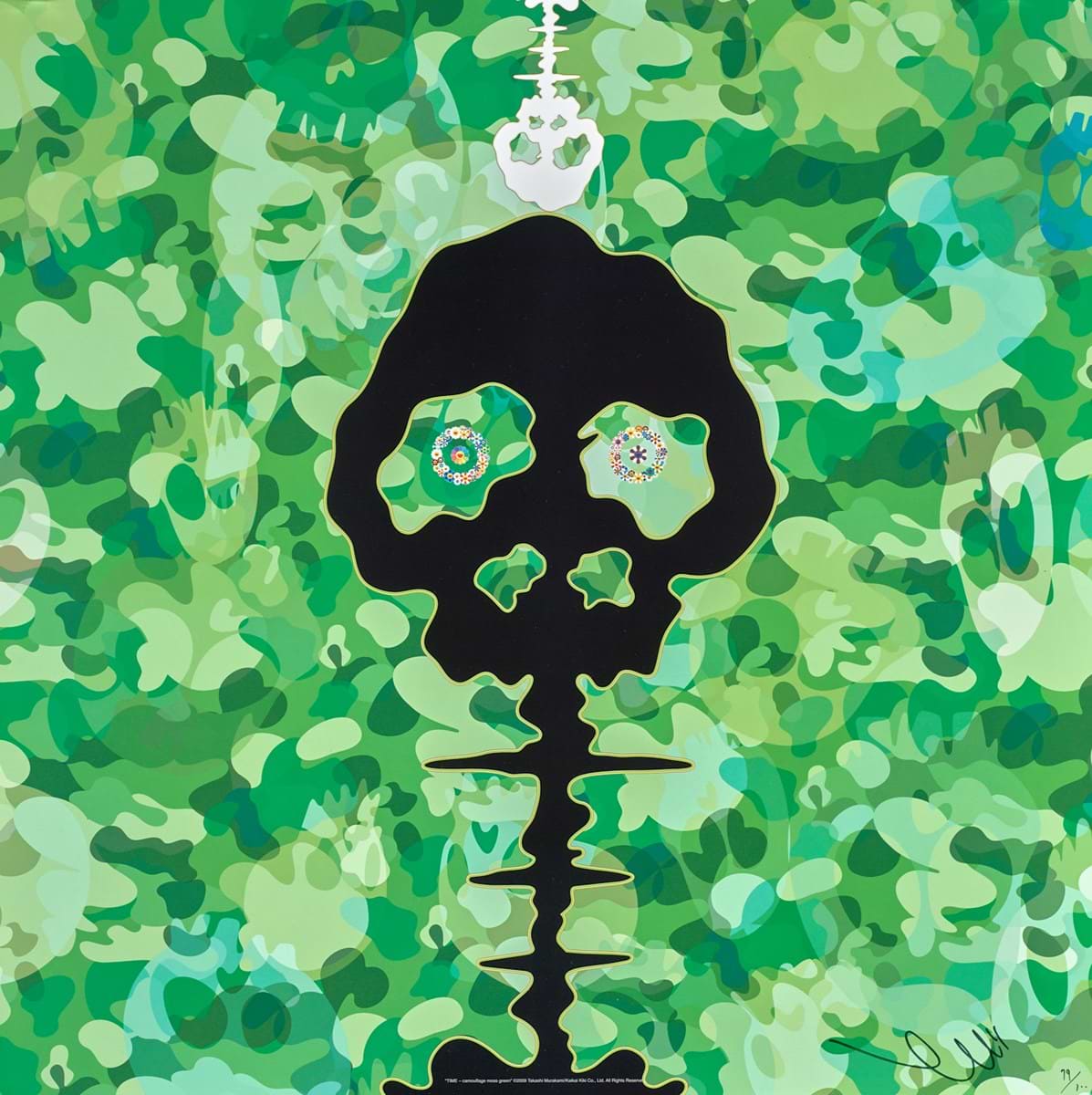 【ステイシー】村上隆 TIME-camouflage moss green TIME - Camouflage Moss Green | Takashi Murakami – Clarendon Fine Art