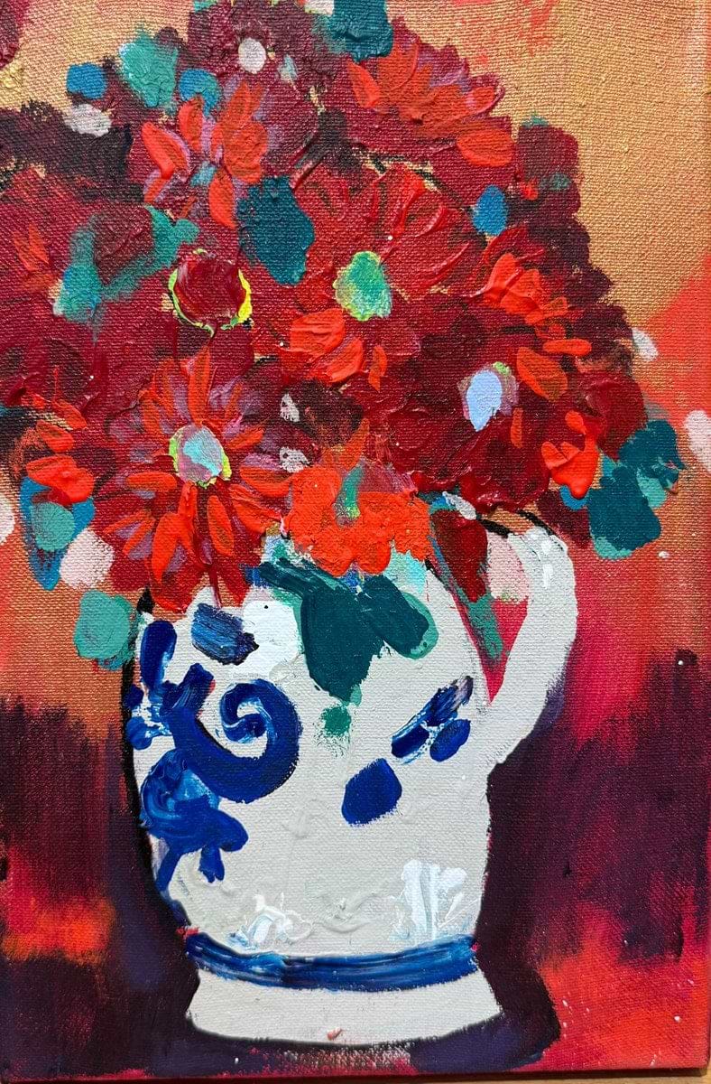 Dahlias in My Earthenware Jug
