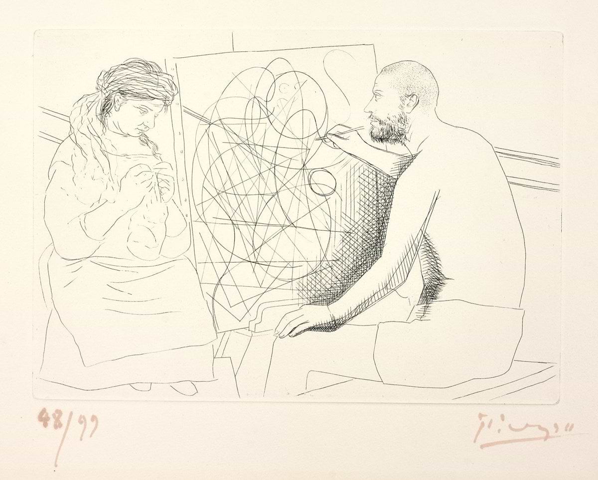 Peintre Et Modèle Tricotant