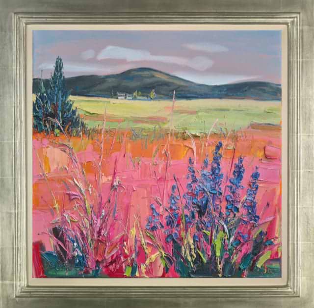 Blue Flowers at the Edge of the Garden, Clashnoir (Framed)