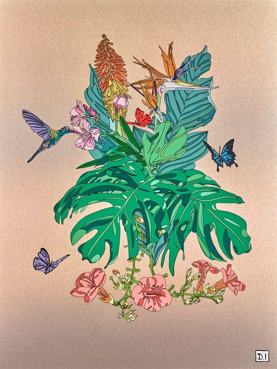 Hummingbird and Flowers