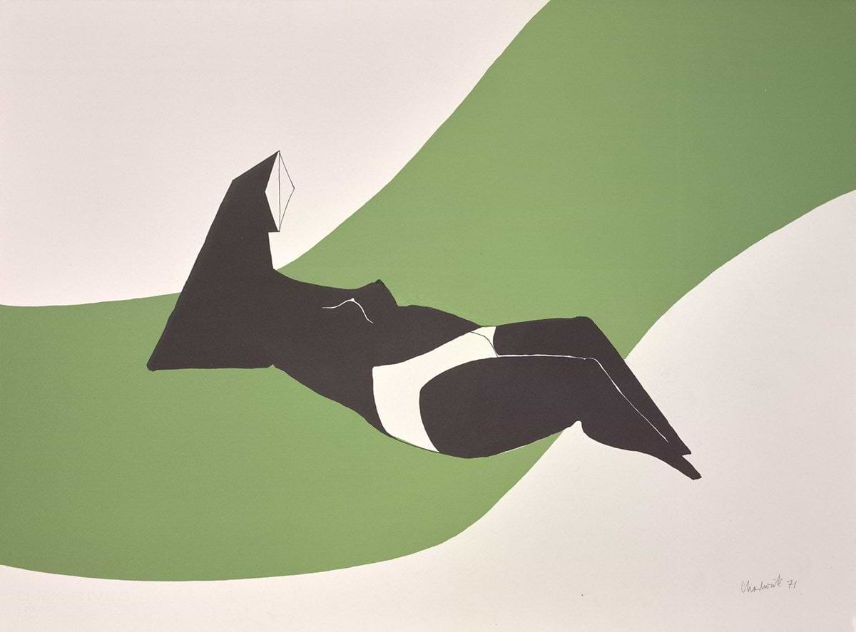 Reclining Figure on Green Wave