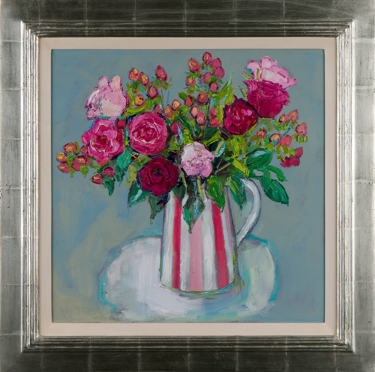 Striped Vase with Roses