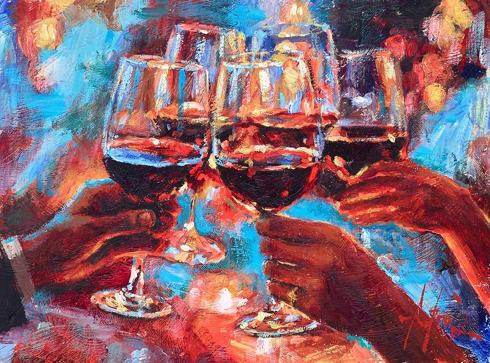 Wine and Blue Lights (red)