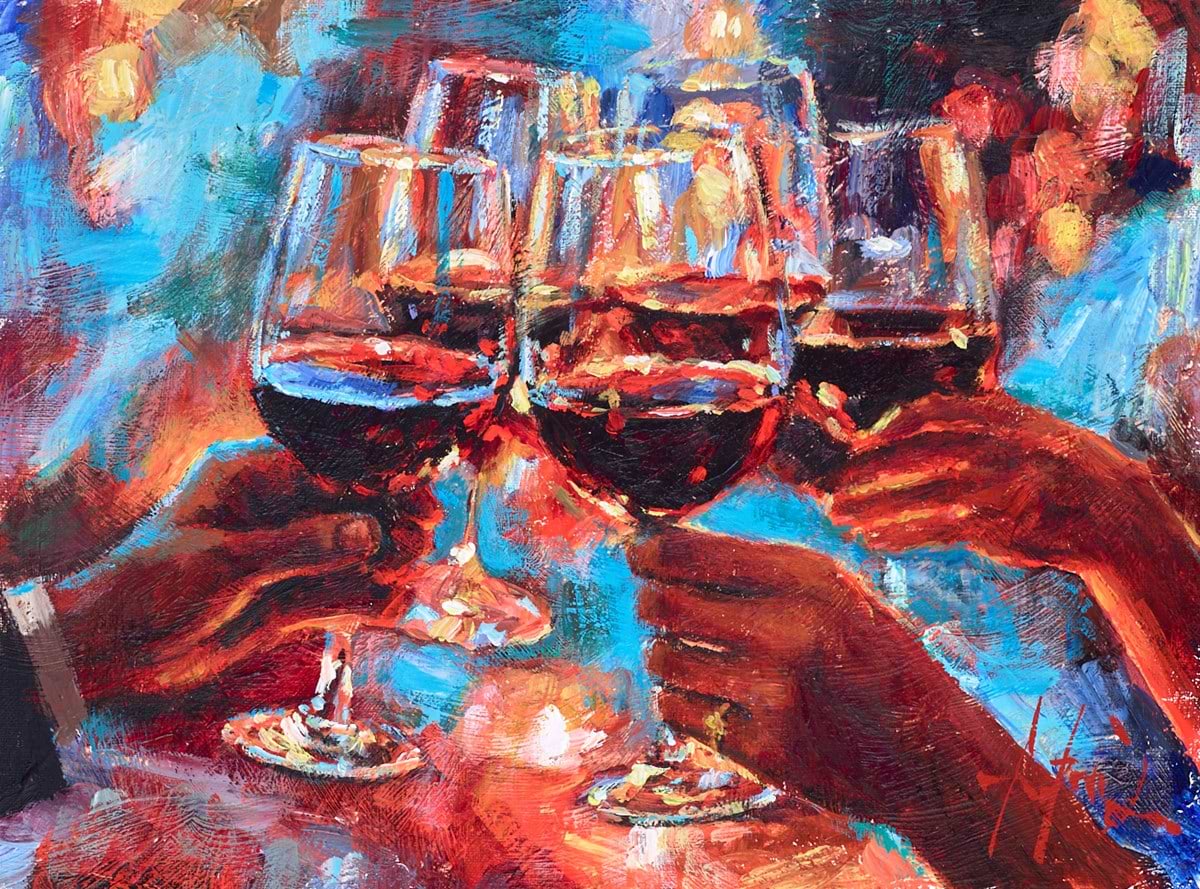 Wine and Blue Lights (red)