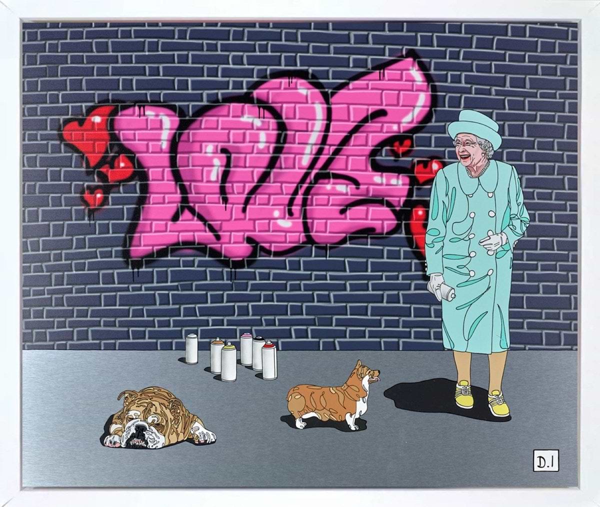 Love Graffiti On Dark Wall (Framed)