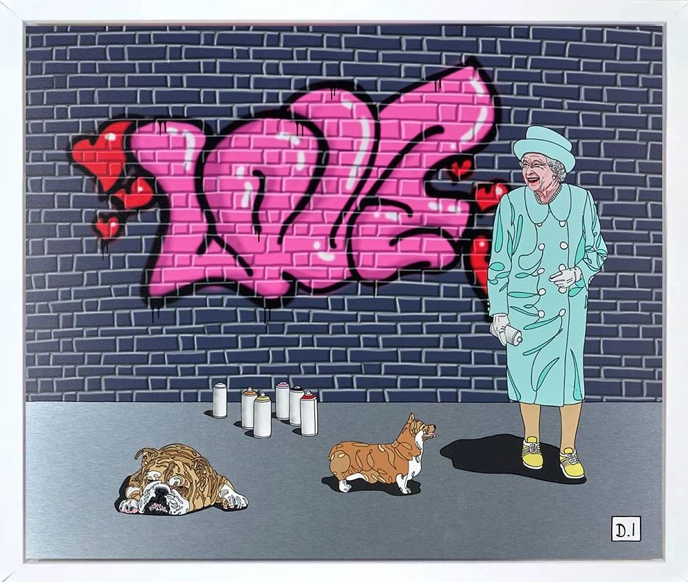 Love Graffiti On Dark Wall (Framed)