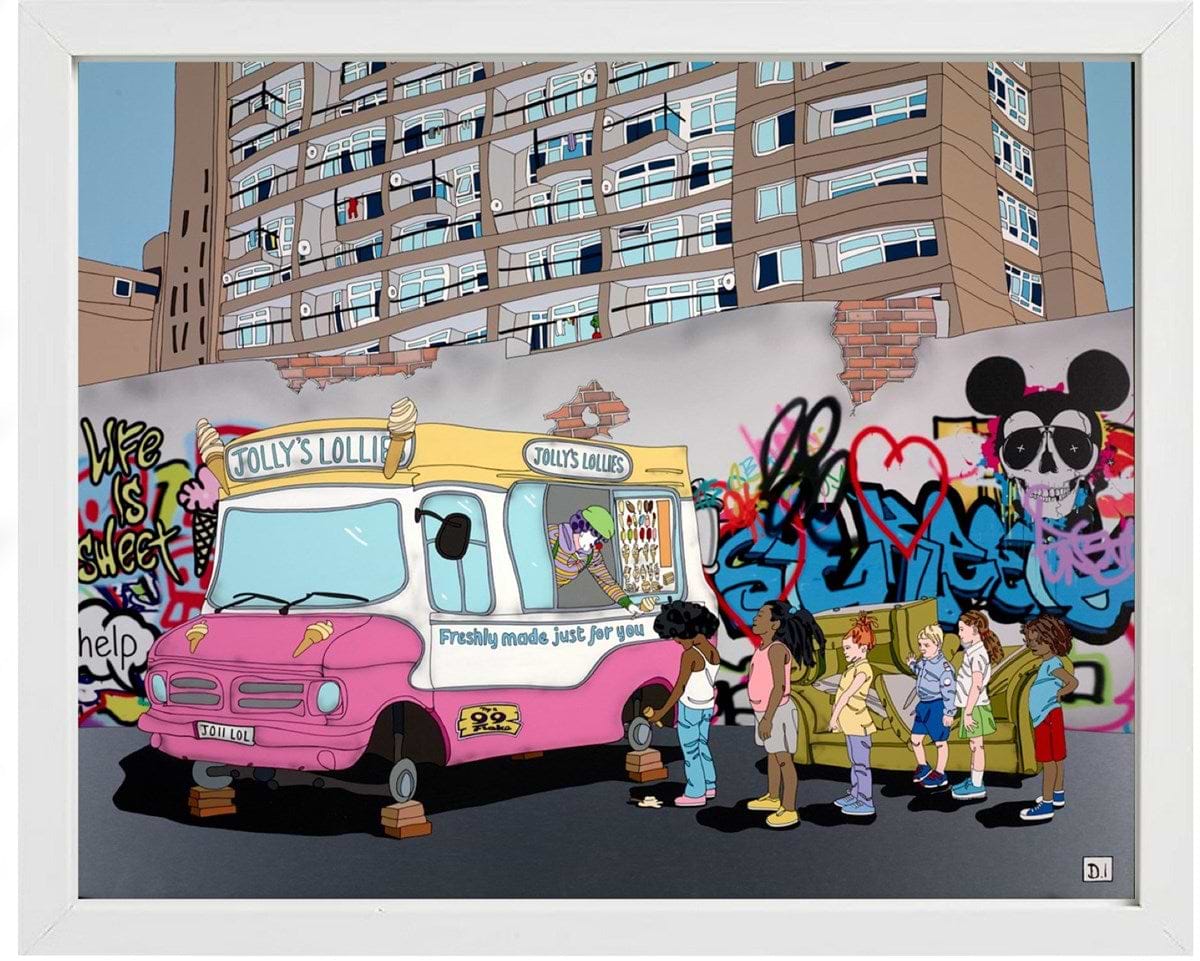 Ice Cream Van and Flats (Framed)