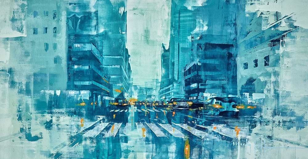 New York fading blue VIII