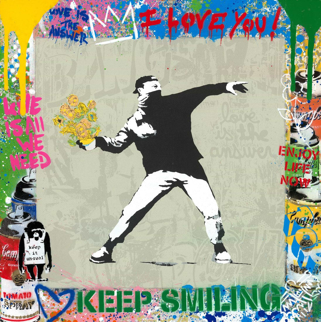 イアン ミラード キャンバス Ian Millard バンクシー banksy Banksy Flower Thrower | Mr. Brainwash – Clarendon Fine Art
