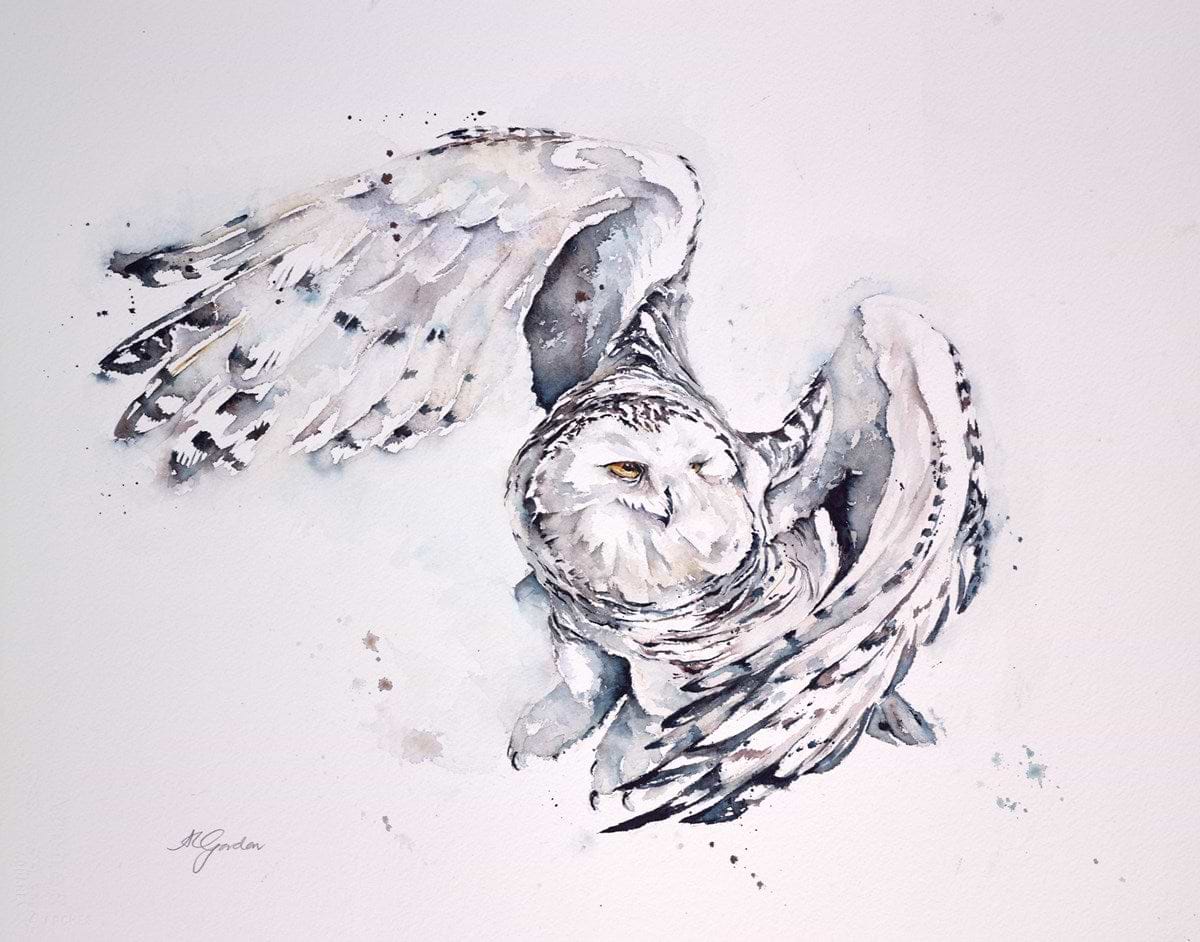 Snow Owl in Flight