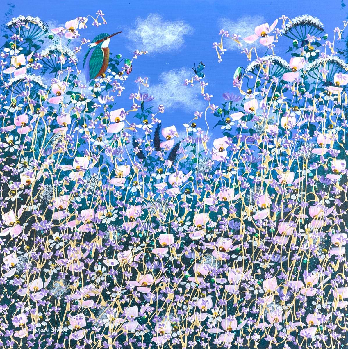 Kingfisher and Florals VI