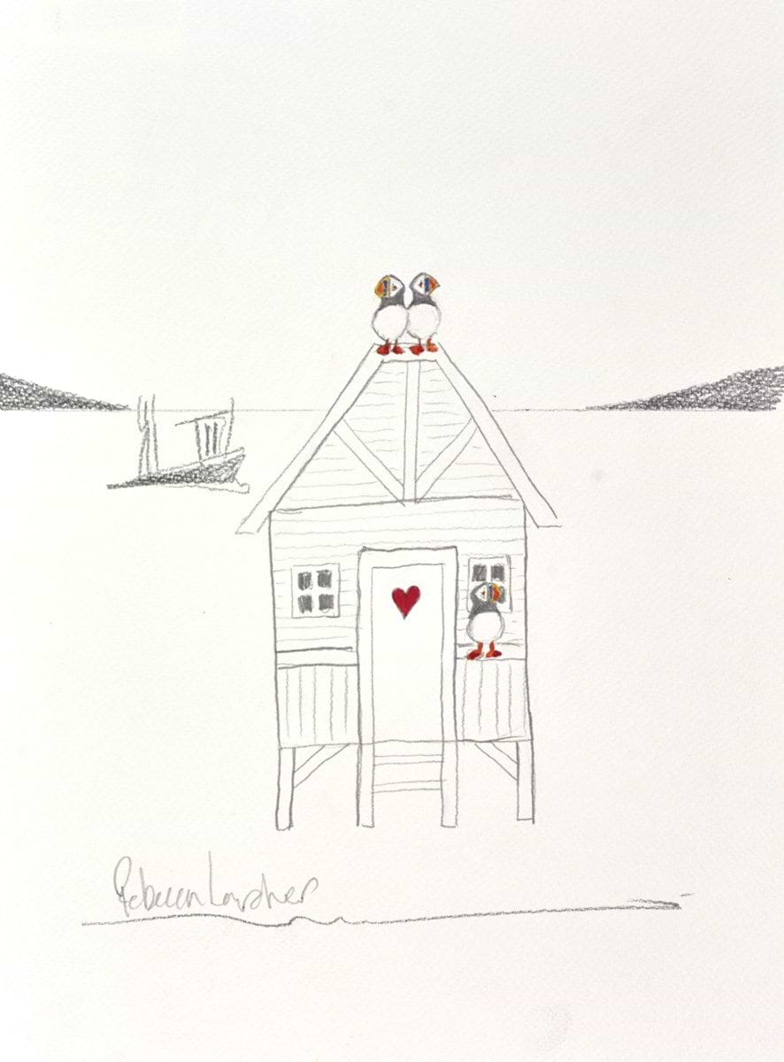 Beach Hut and a Boat (sketch)