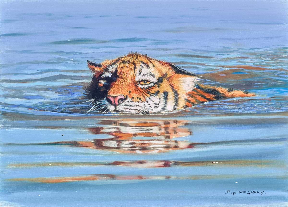 Tiger Cub in Water