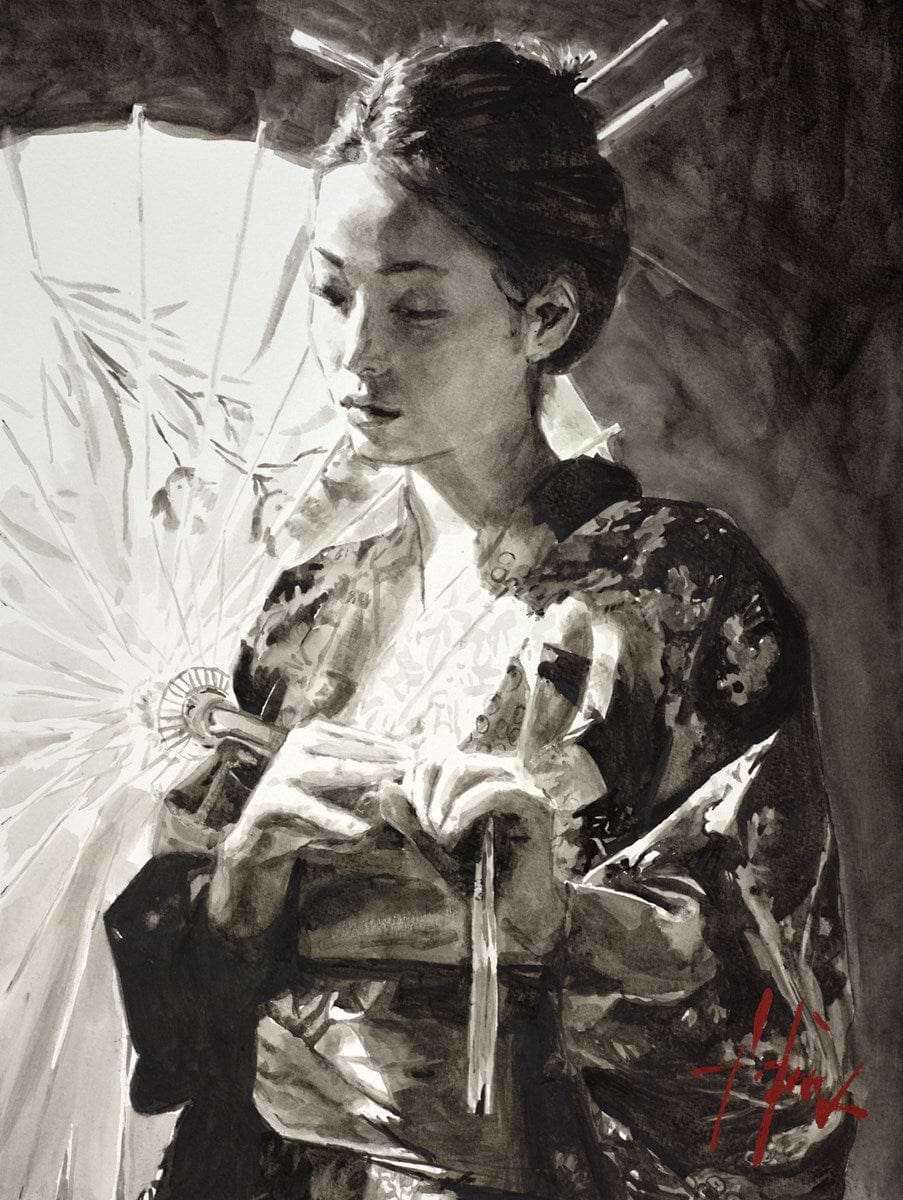 Michiko With White Umbrella