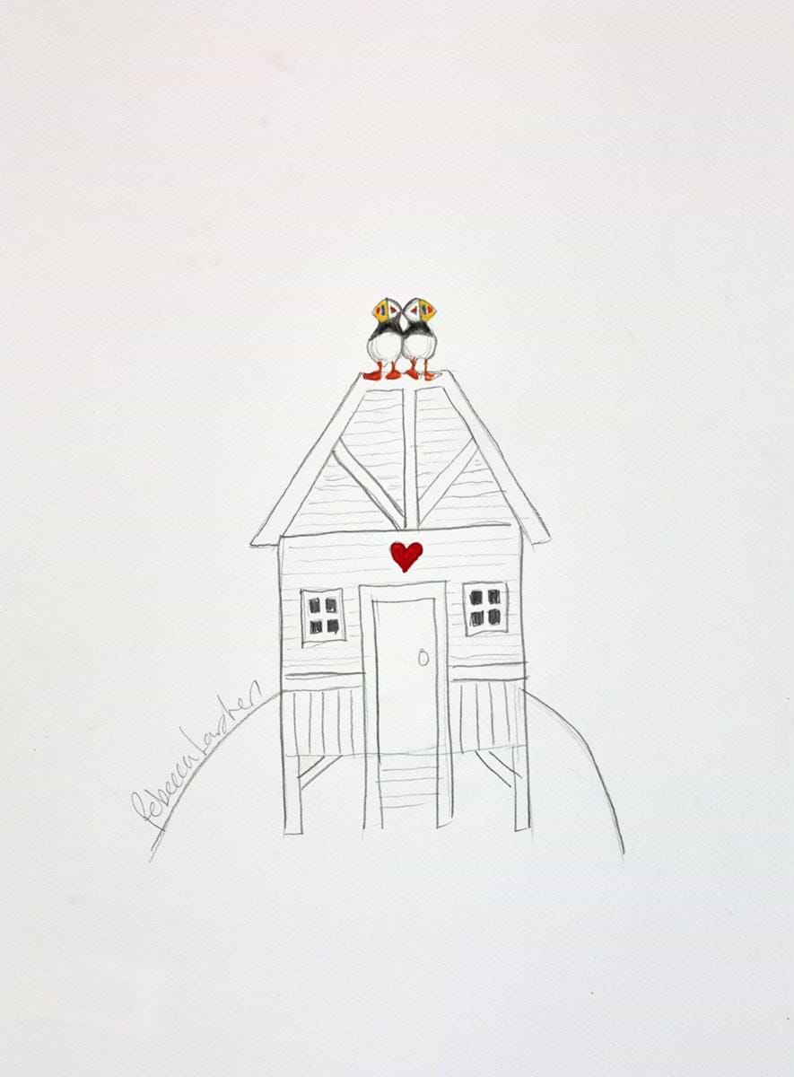 The Puffin Beach Hut Sketch II