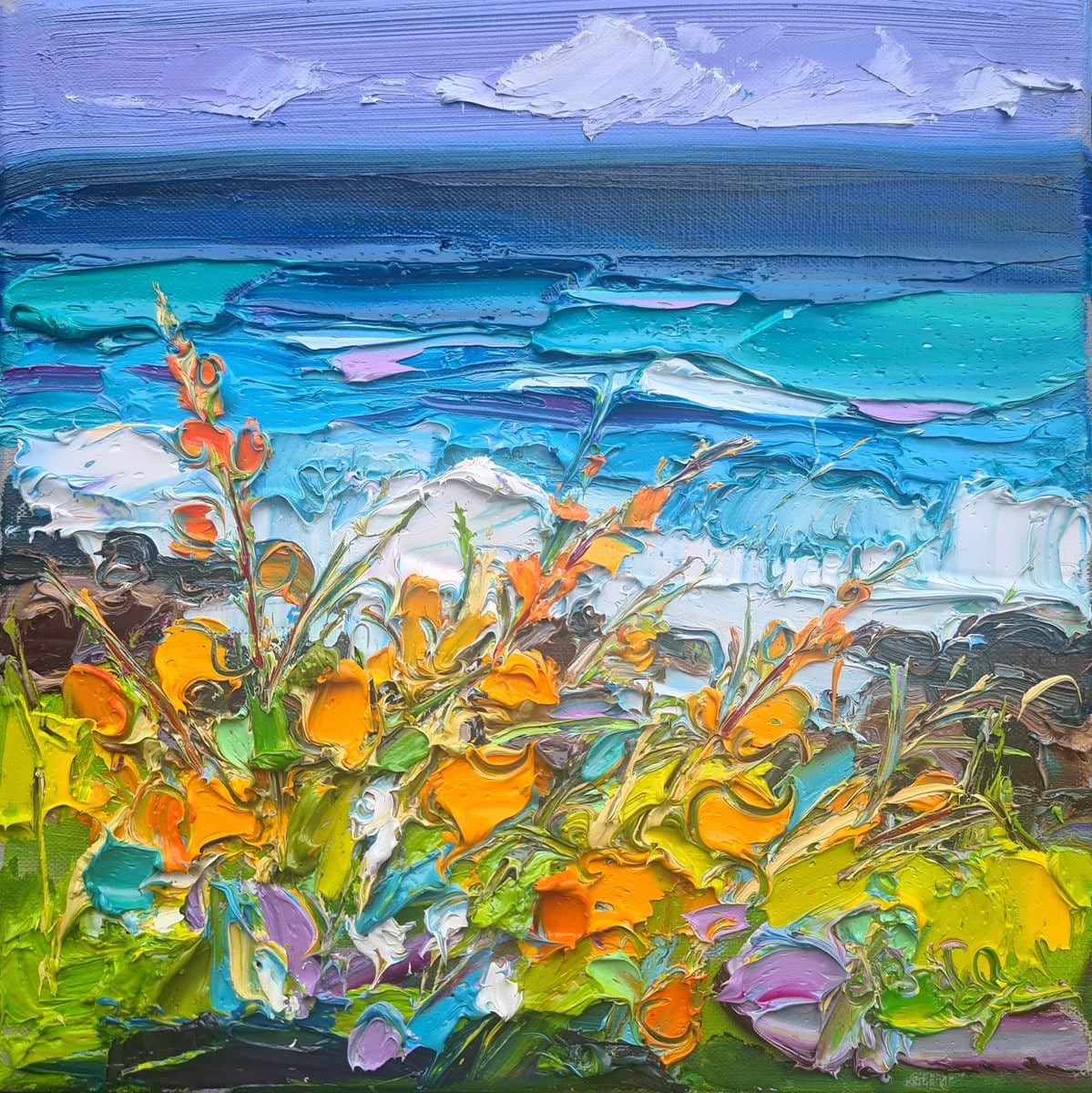 Montbretia in the Breeze by the Sea