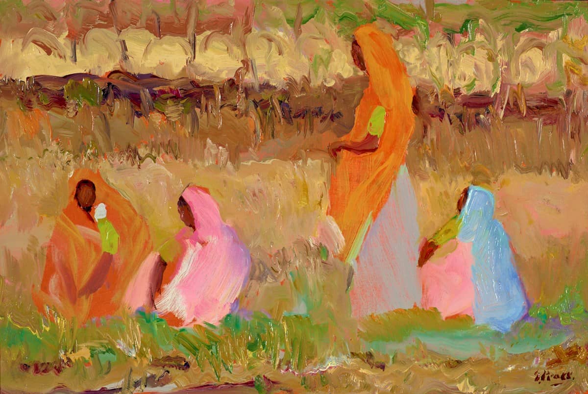 Tribal Women Harvesting Grasses