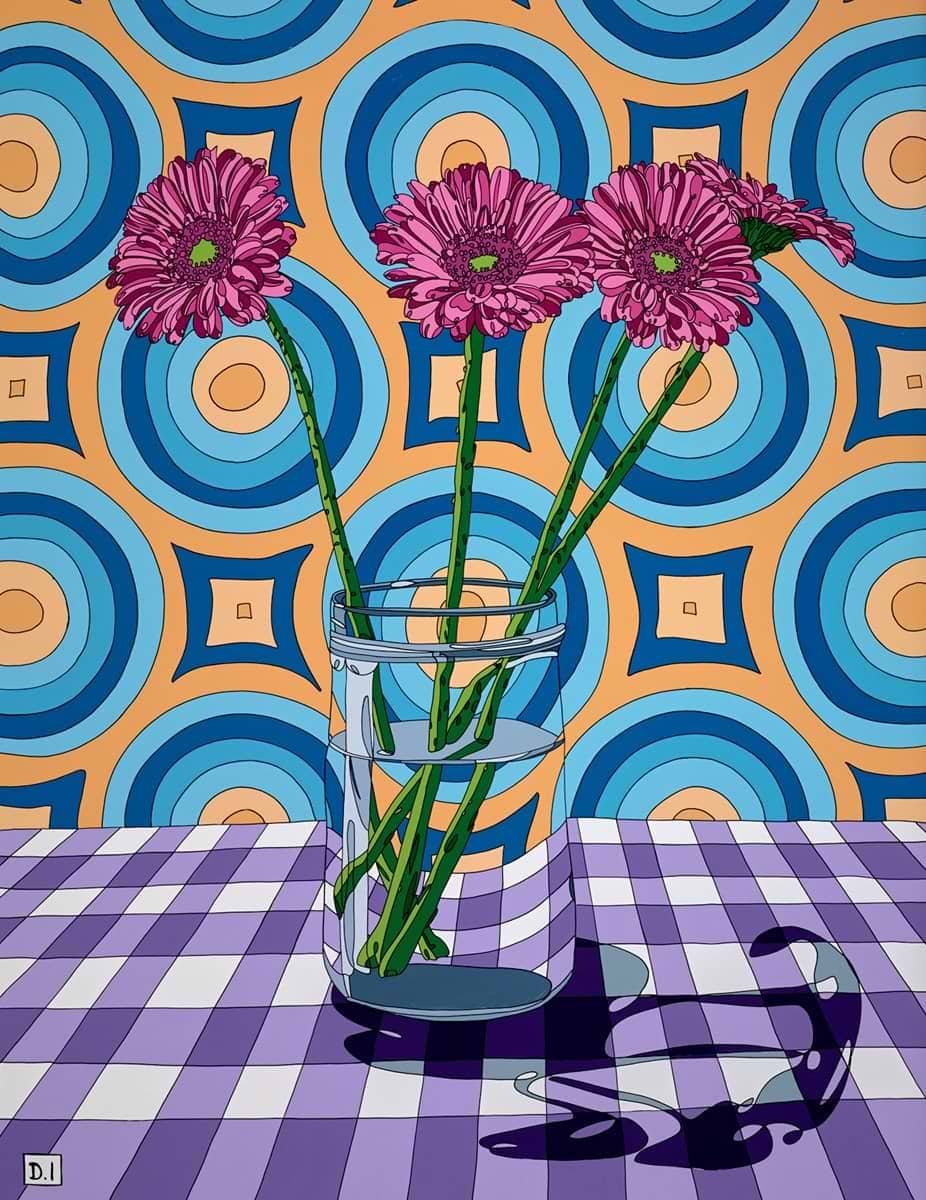 Flowers on Wallpaper