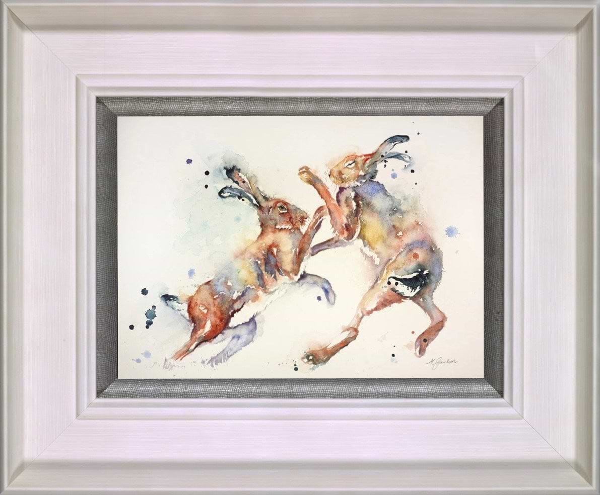 Spring Loaded- Boxing Hares (Framed)