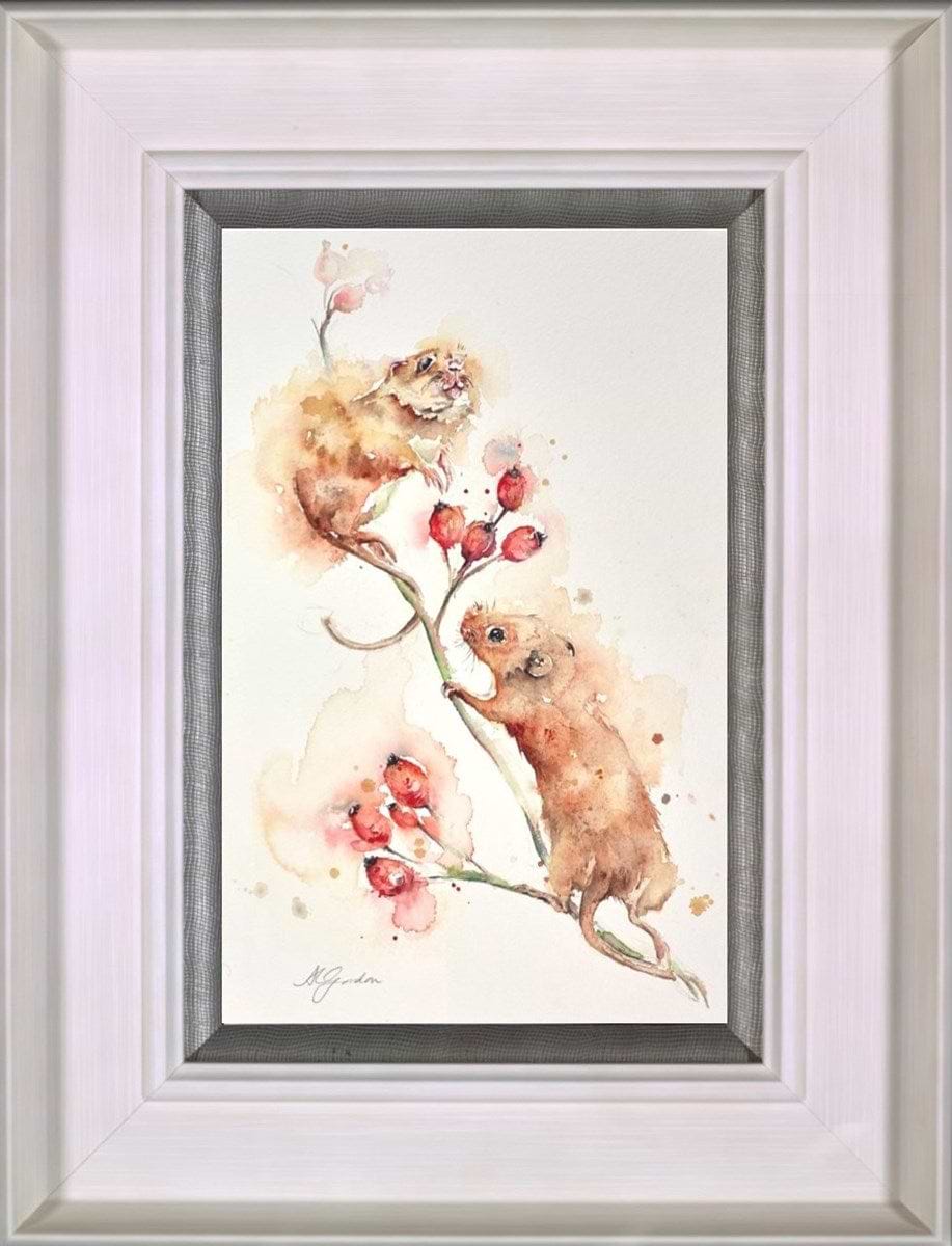 Harvesting Rosehips- Mice (Framed)