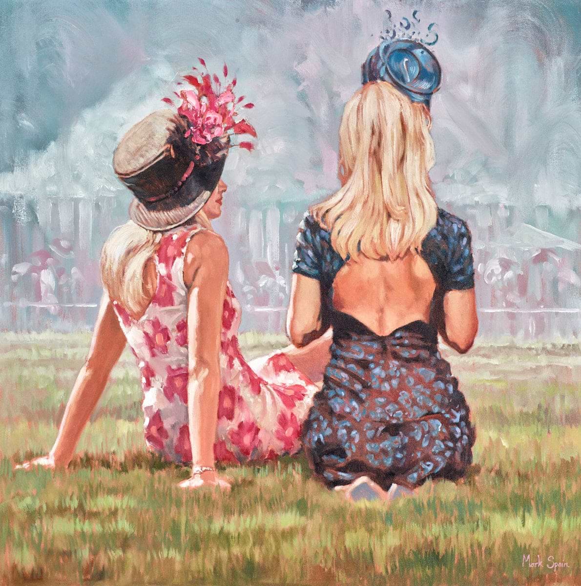 Red Flower And Dark Blue Dress