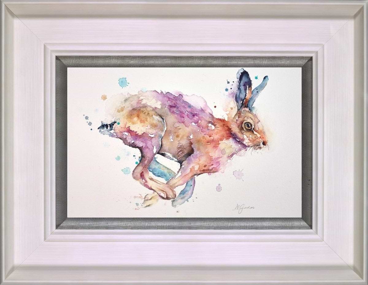 Haring Home- Racing Hare (Framed)
