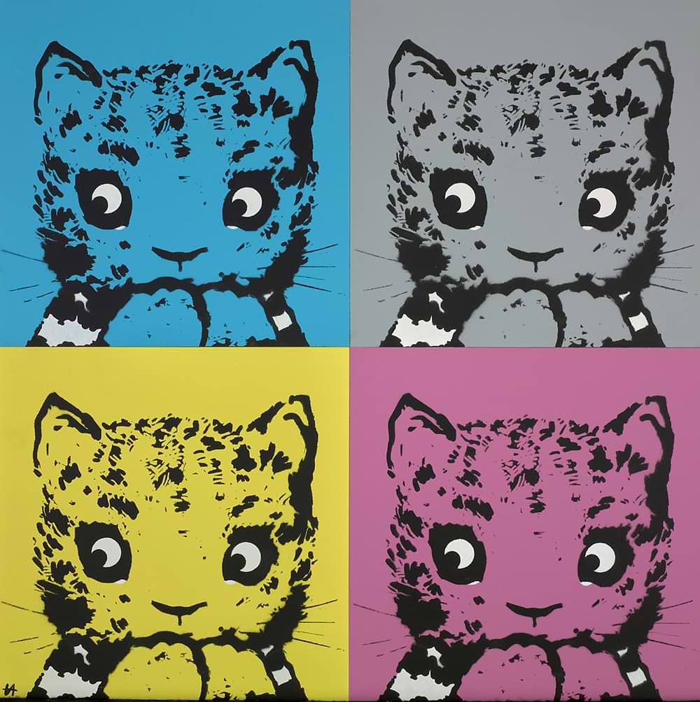 Blue / Grey / Yellow / Pink Cats