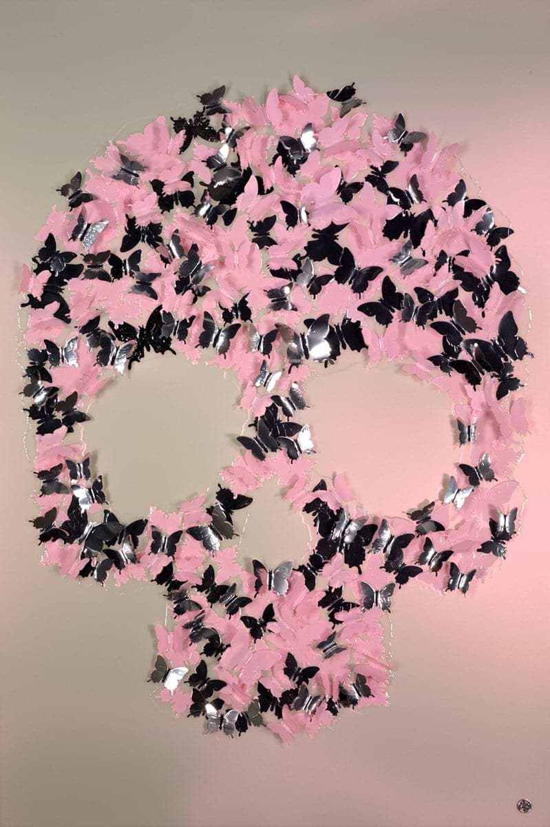 Butterfly Skull (Pink,Silver)