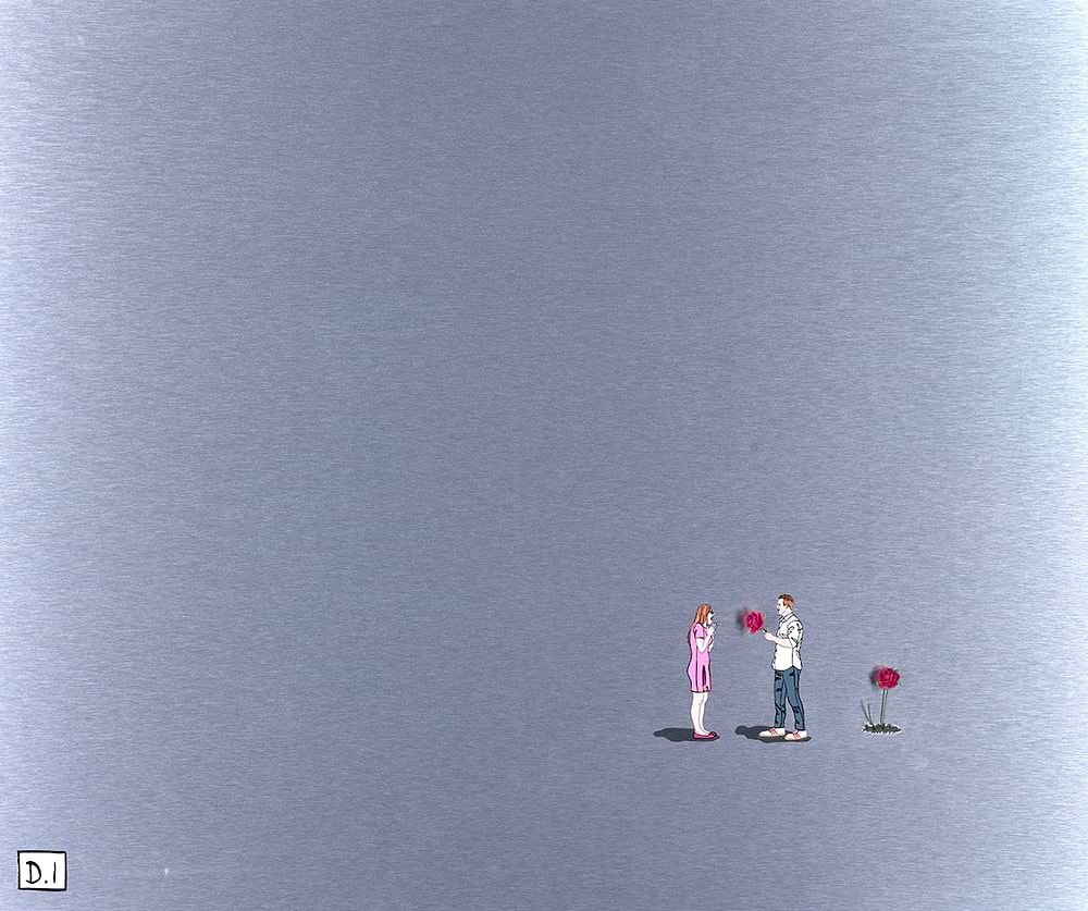 Man With Flower - Pink Rose