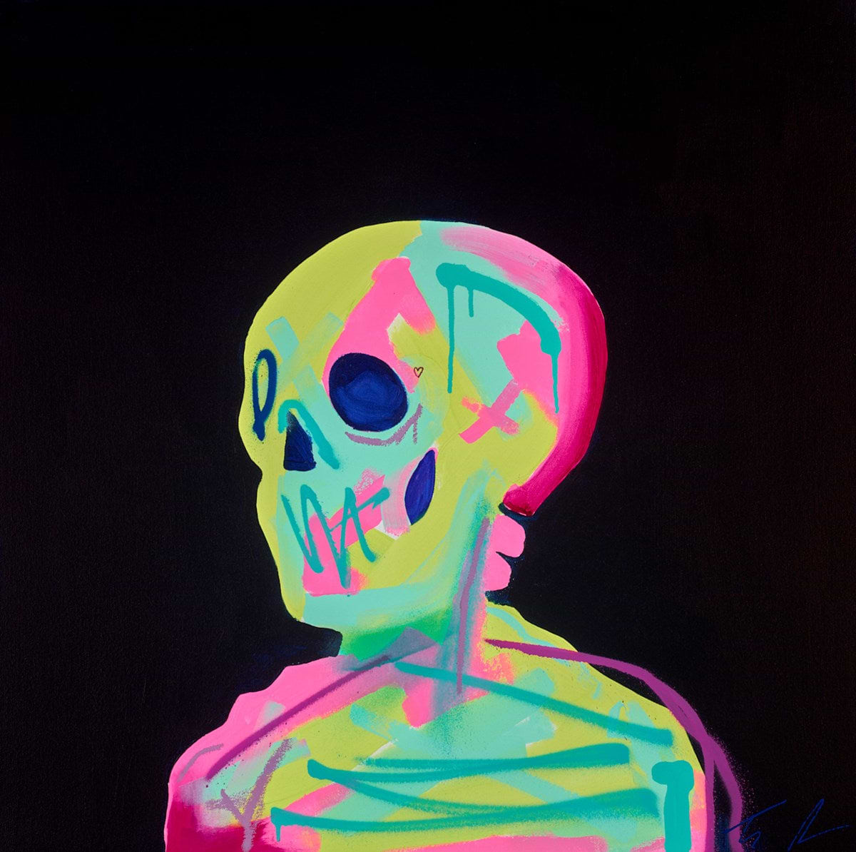 Skeleton- Pink and Lime (left facing)
